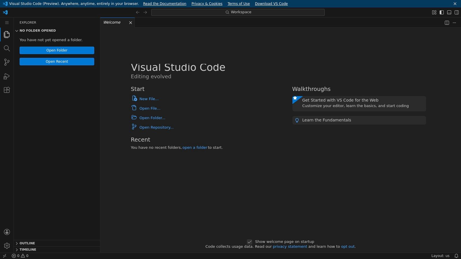 VS Code for the Web (vscode.dev)