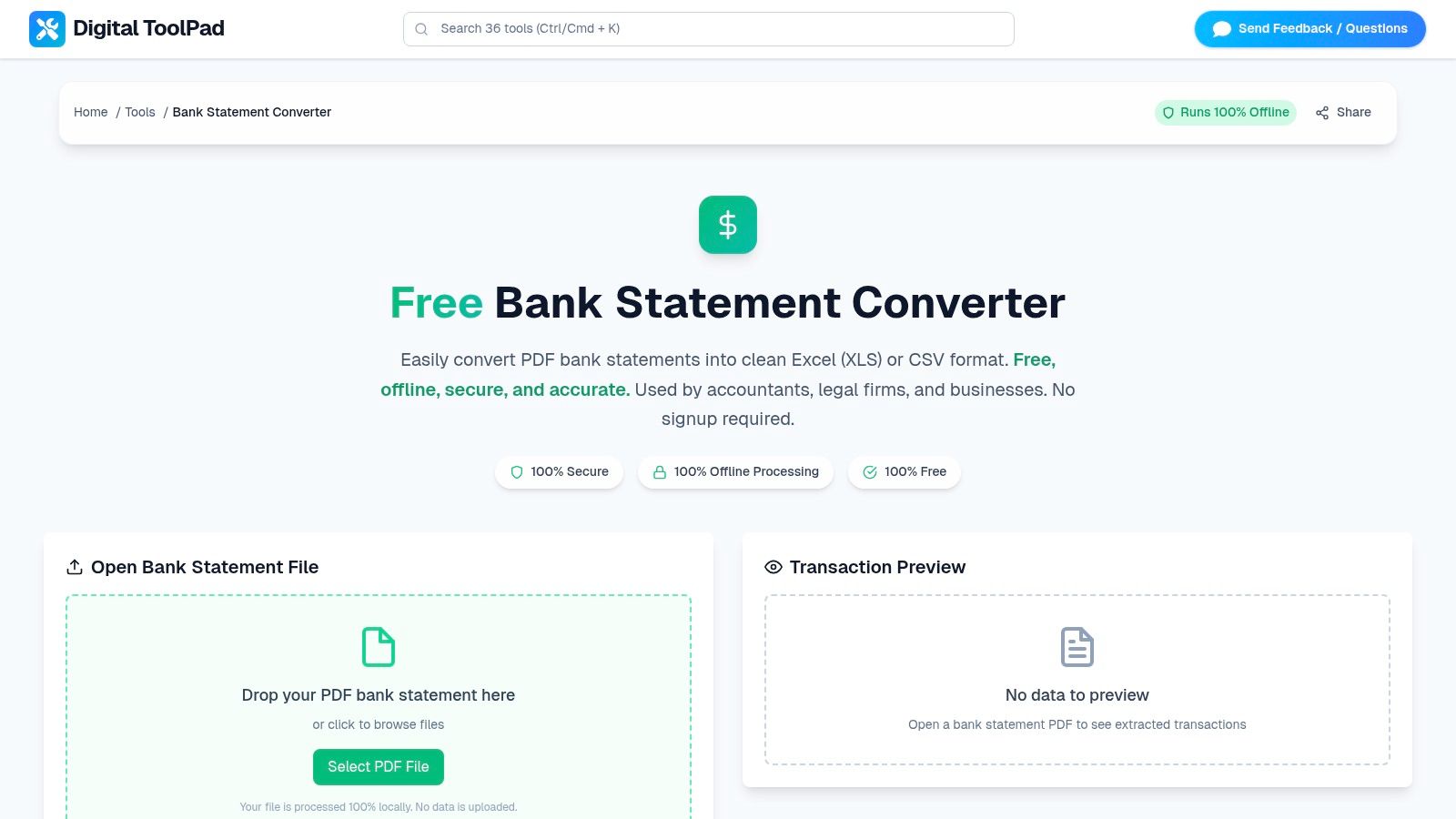 Free Bank Statement Converter — Convert PDF to Excel & CSV