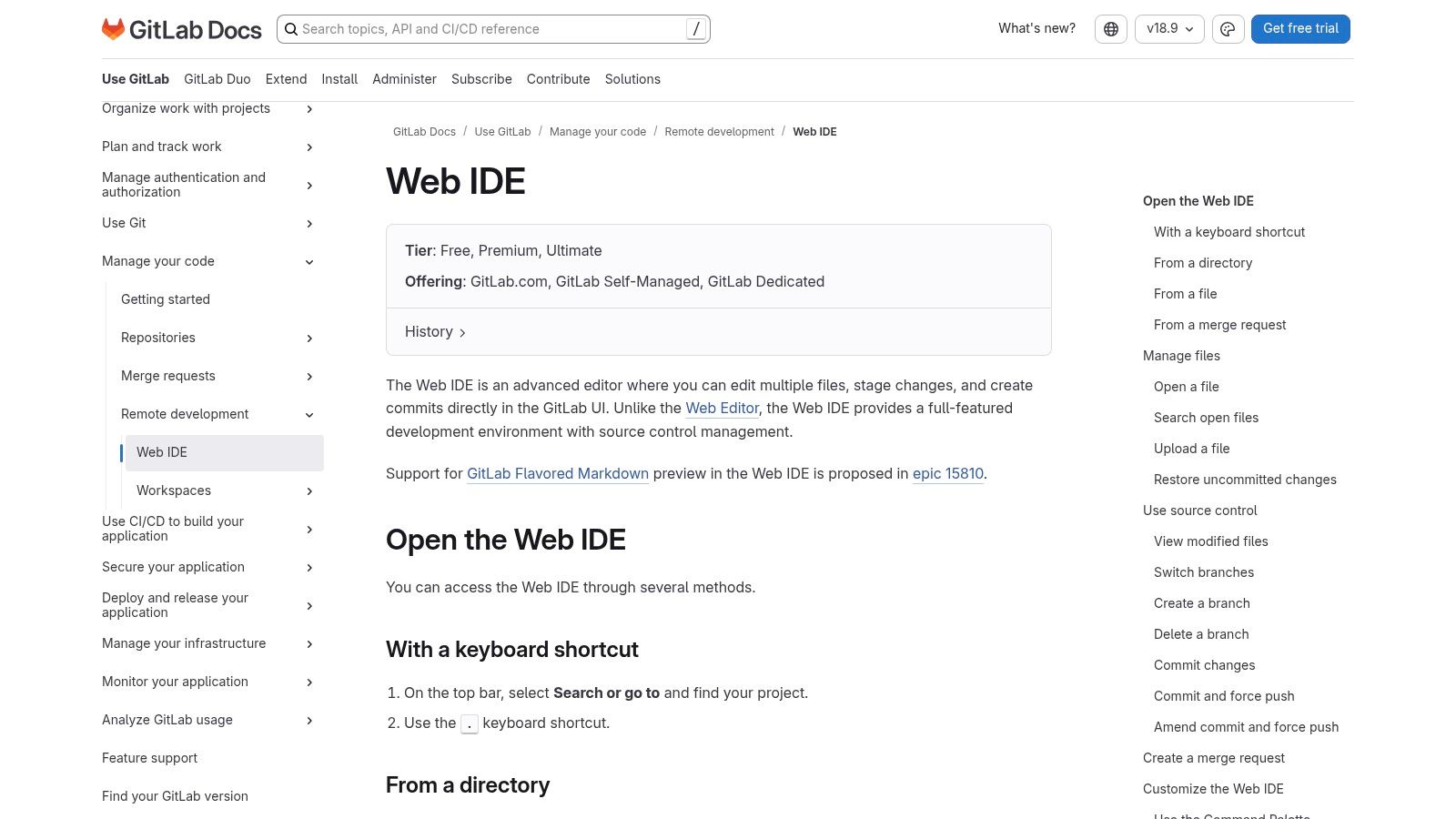 GitLab Web Editor and Web IDE