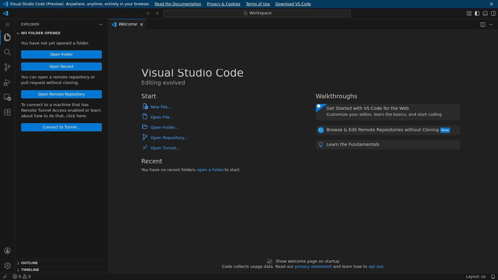 VS Code for the Web (vscode.dev)