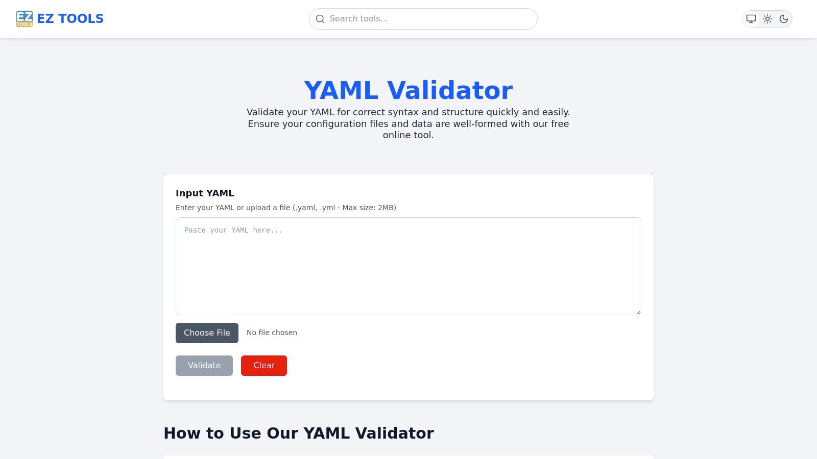 EZ Tools — YAML Validator
