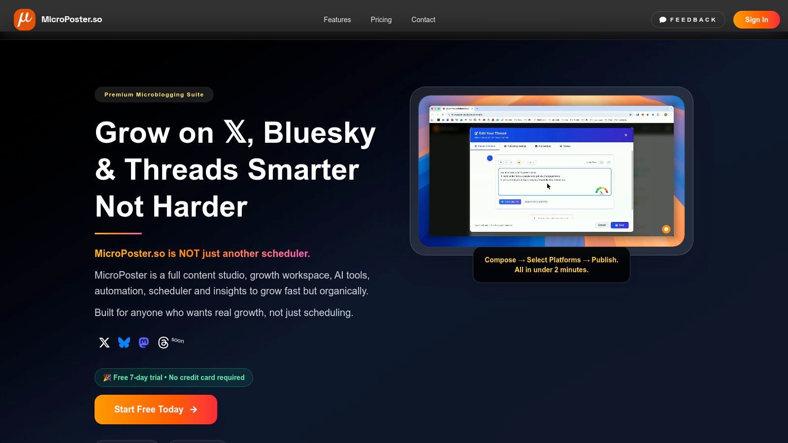 MicroPoster's scheduling calendar interface