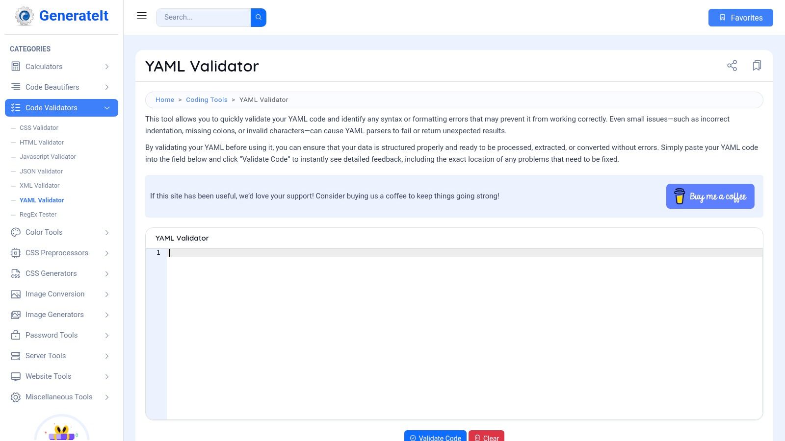 GenerateIt.net – YAML Validator