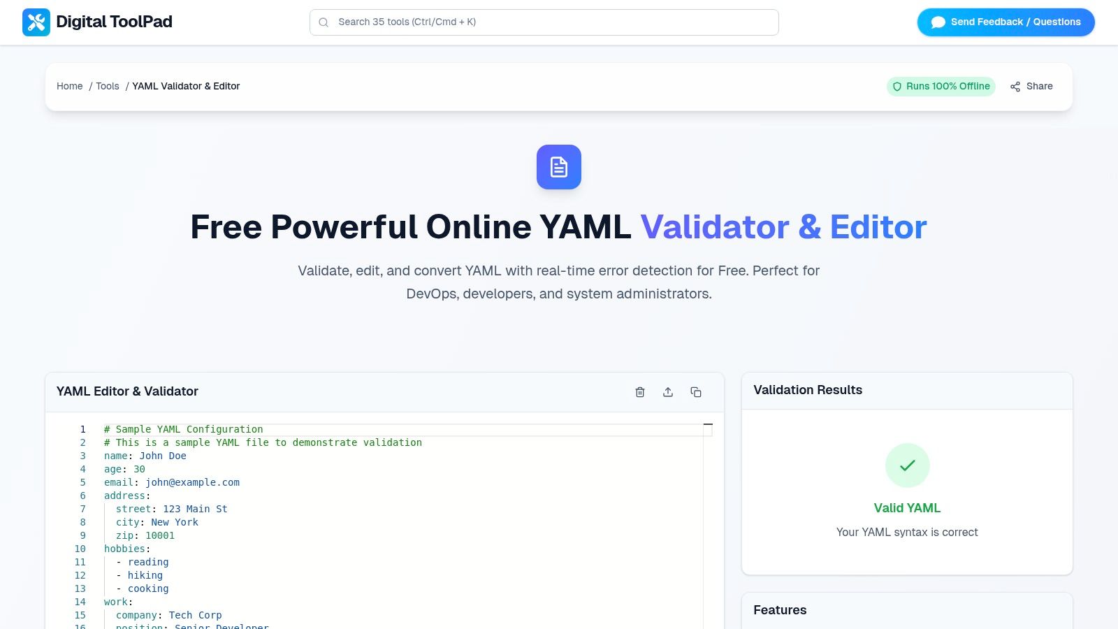 Free Powerful Online YAML Validator & Editor