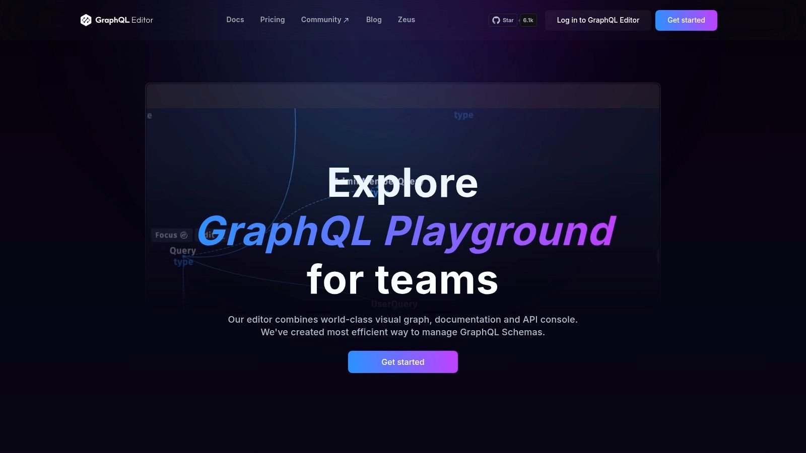 GraphQL Editor's visual, node-based schema design interface