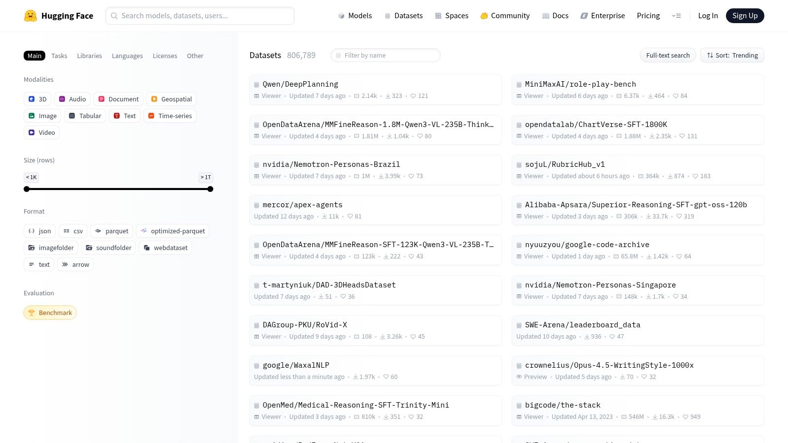 Hugging Face Datasets Hub