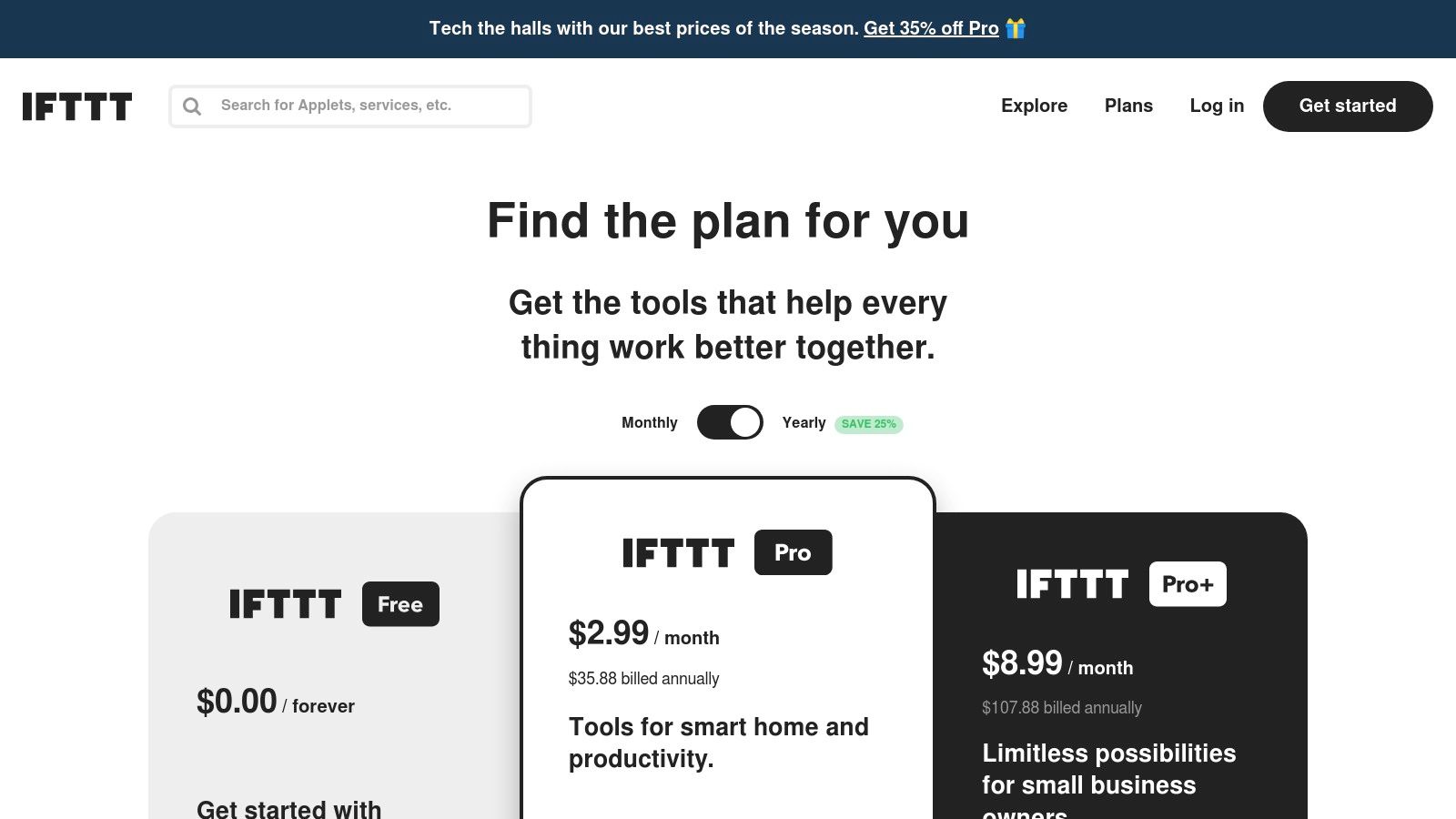 IFTTT pricing plans