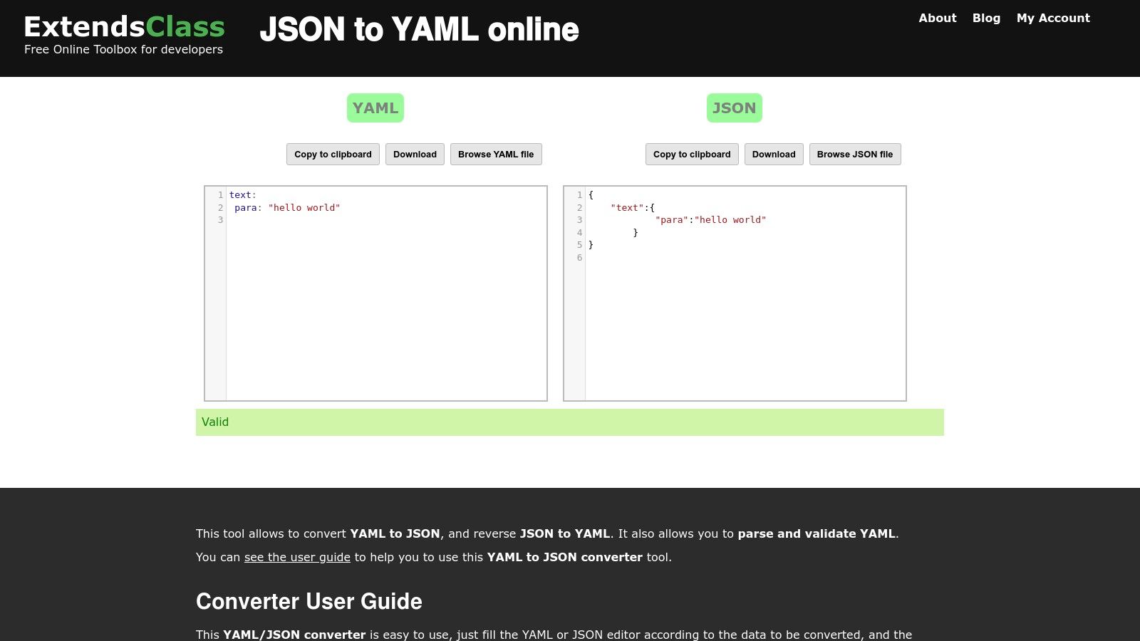 ExtendsClass – YAML/JSON Converter