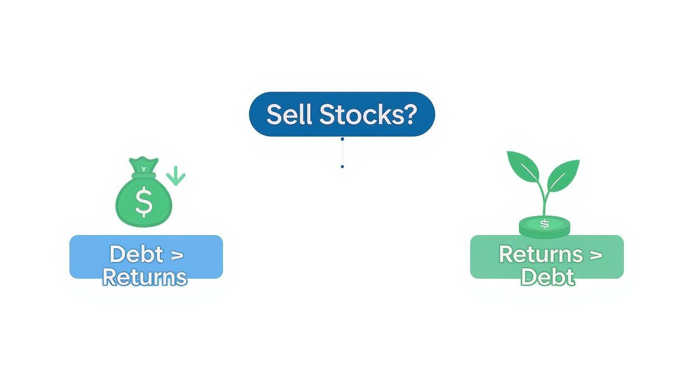 Infographic about should i sell stocks to pay off debt