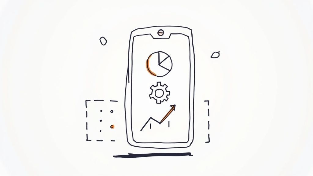 A person using a smartphone and laptop to manage their finances, with charts and graphs in the background.