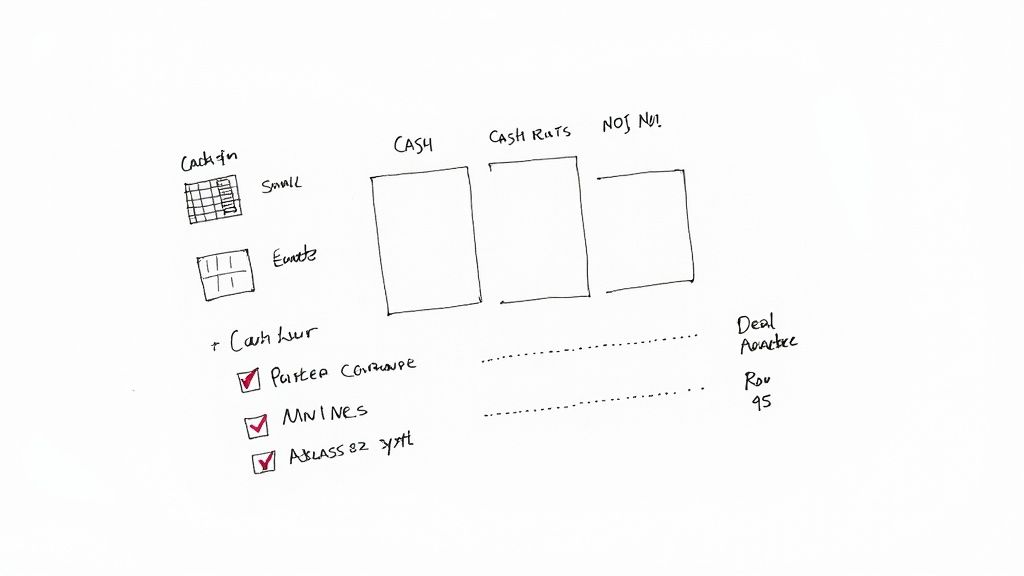 Investor analyzing financial charts and property data on a tablet