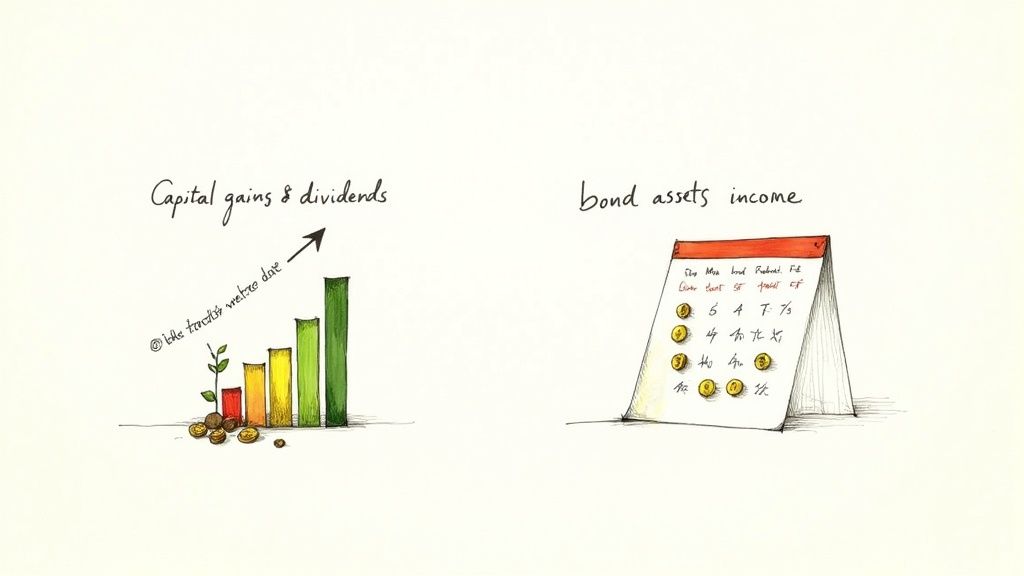 A person reviewing a financial chart on a tablet, symbolizing income generation from investments.