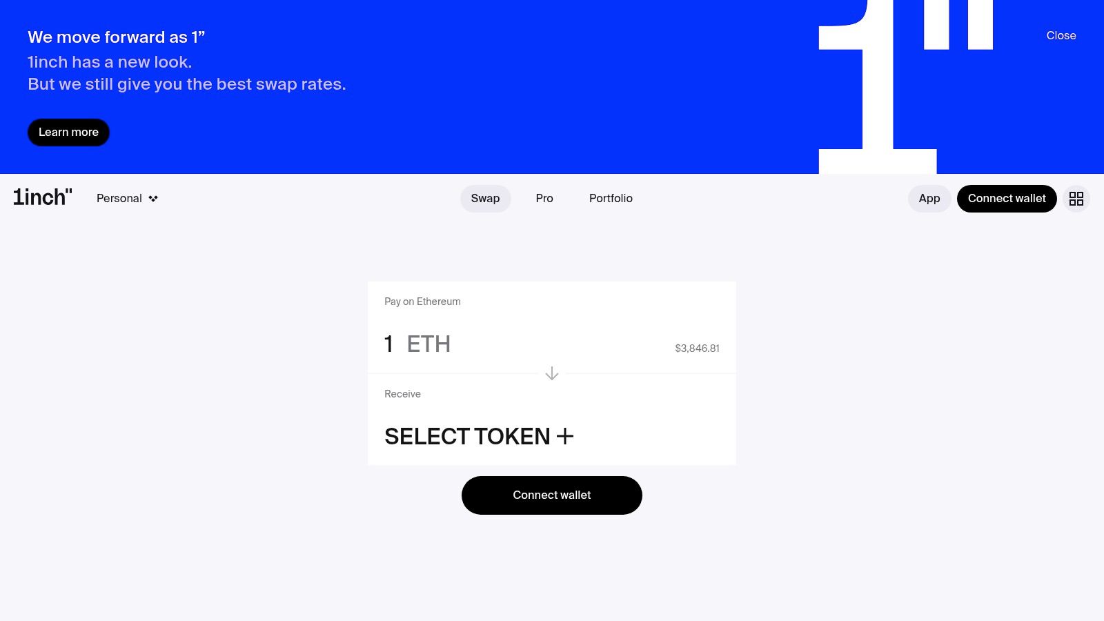 1inch DEX aggregator interface