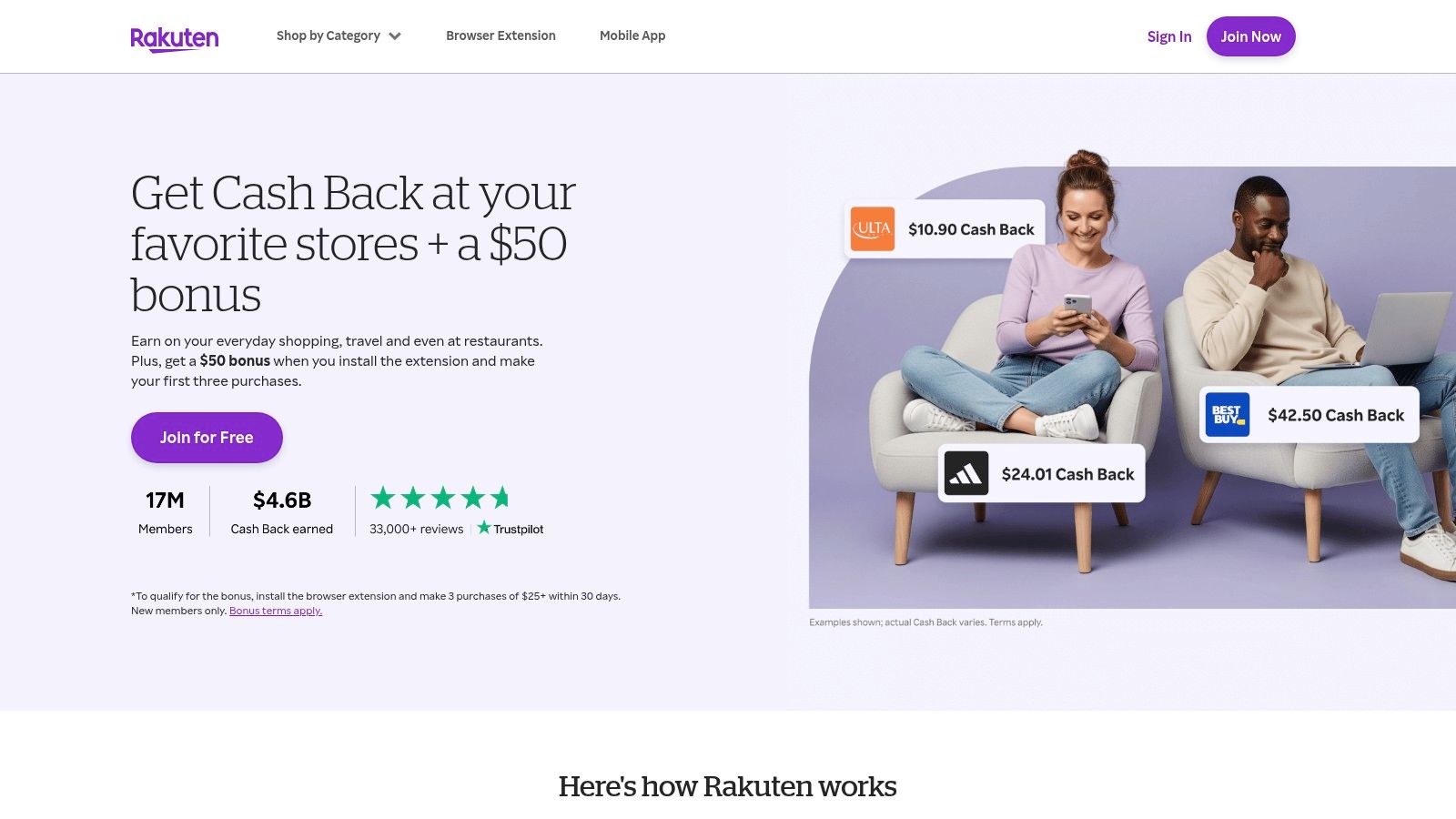 Rakuten (Cash Back + Browser/Mobile Extensions)