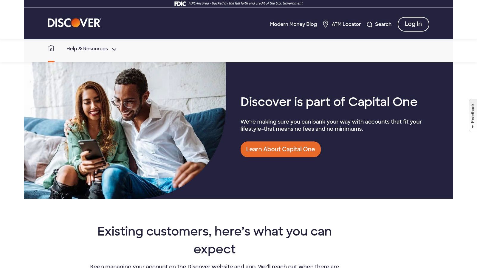 An image of a person using their smartphone, representing the ease of digital banking with Discover Bank.