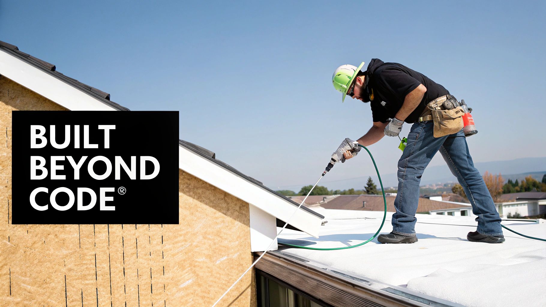 A newly constructed Sinclair Custom Home with a focus on its strong, resilient design under a clear Florida sky.