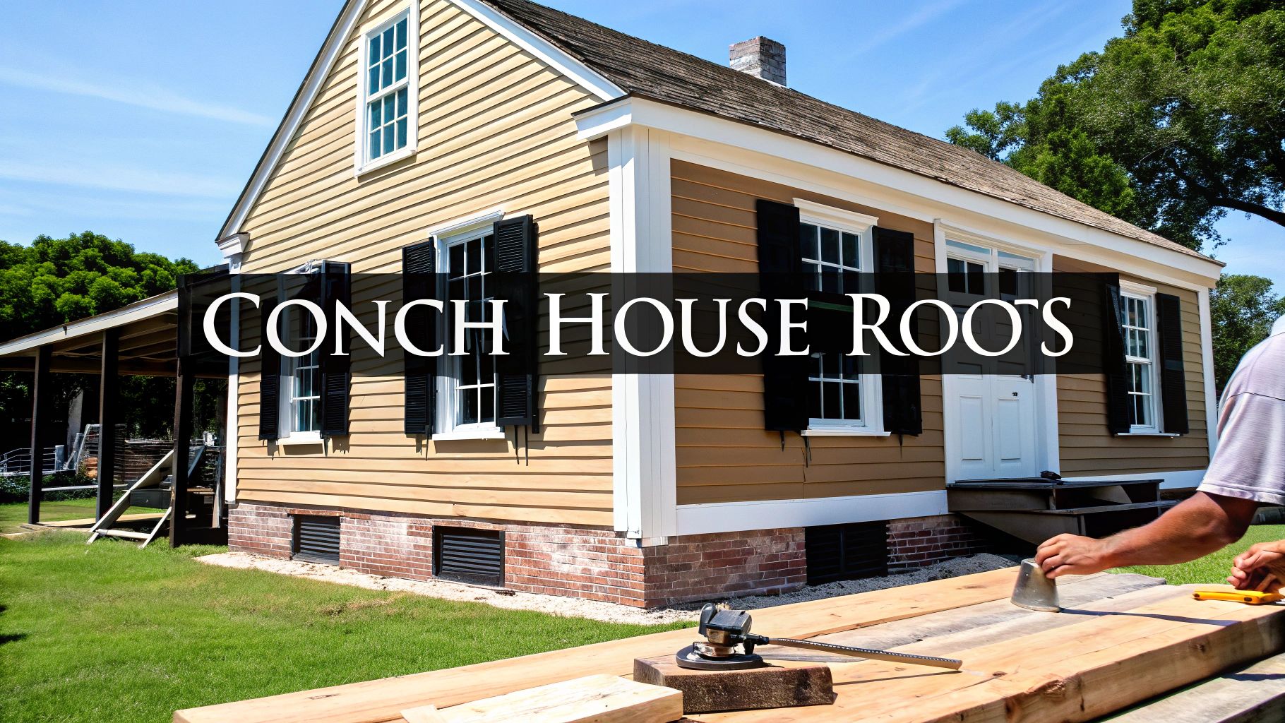 Image of a traditional Key West style home with pastel facade and wraparound porch
