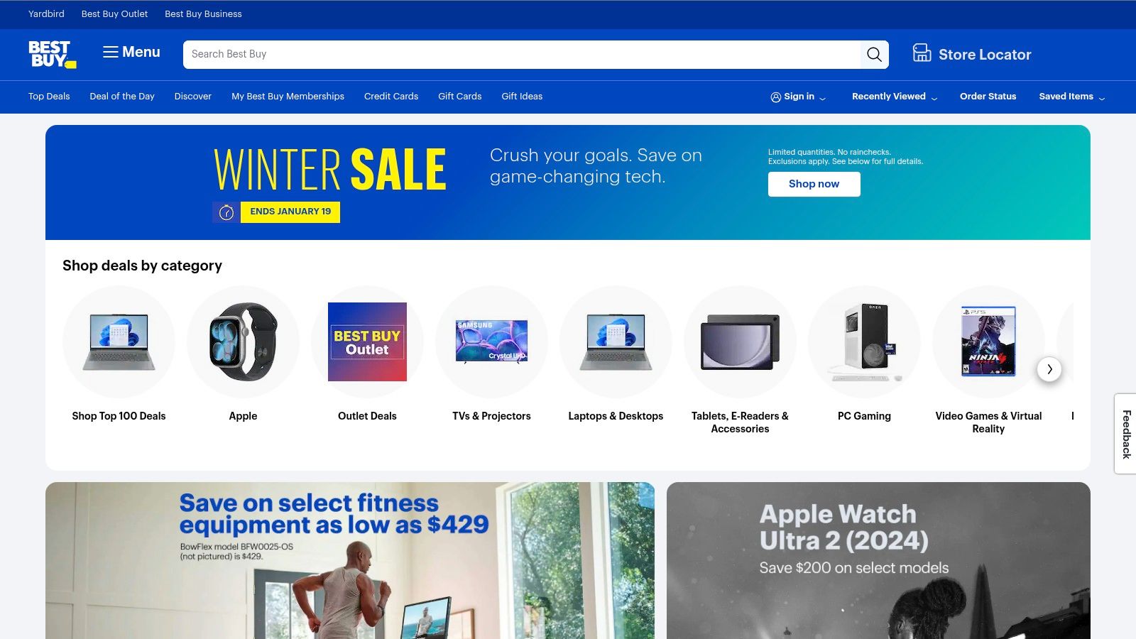 Best Buy's website homepage showcasing major appliances and home electronics.