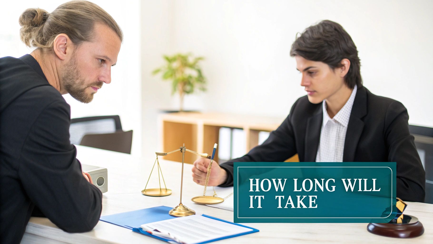 A person looking at a calendar, representing the timeline of a personal injury claim.