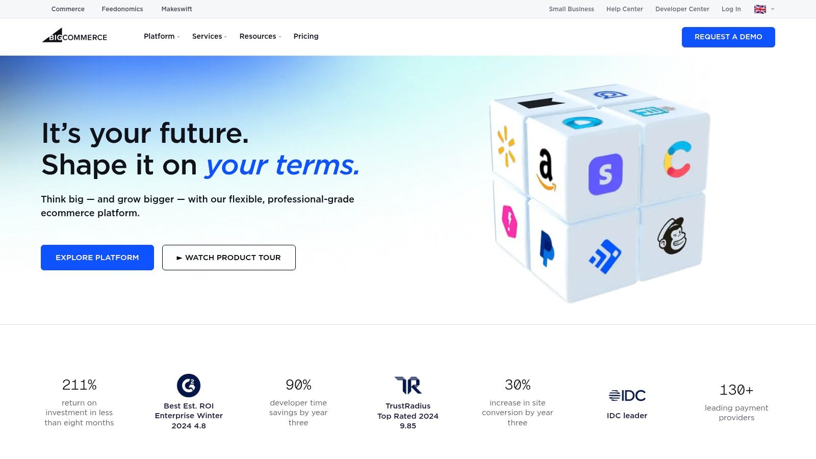A person managing an ecommerce store on a laptop, representing the comprehensive features of BigCommerce.