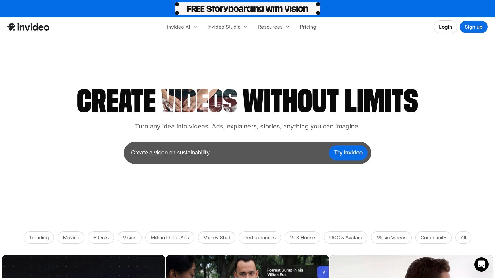 InVideo AI script-to-video interface