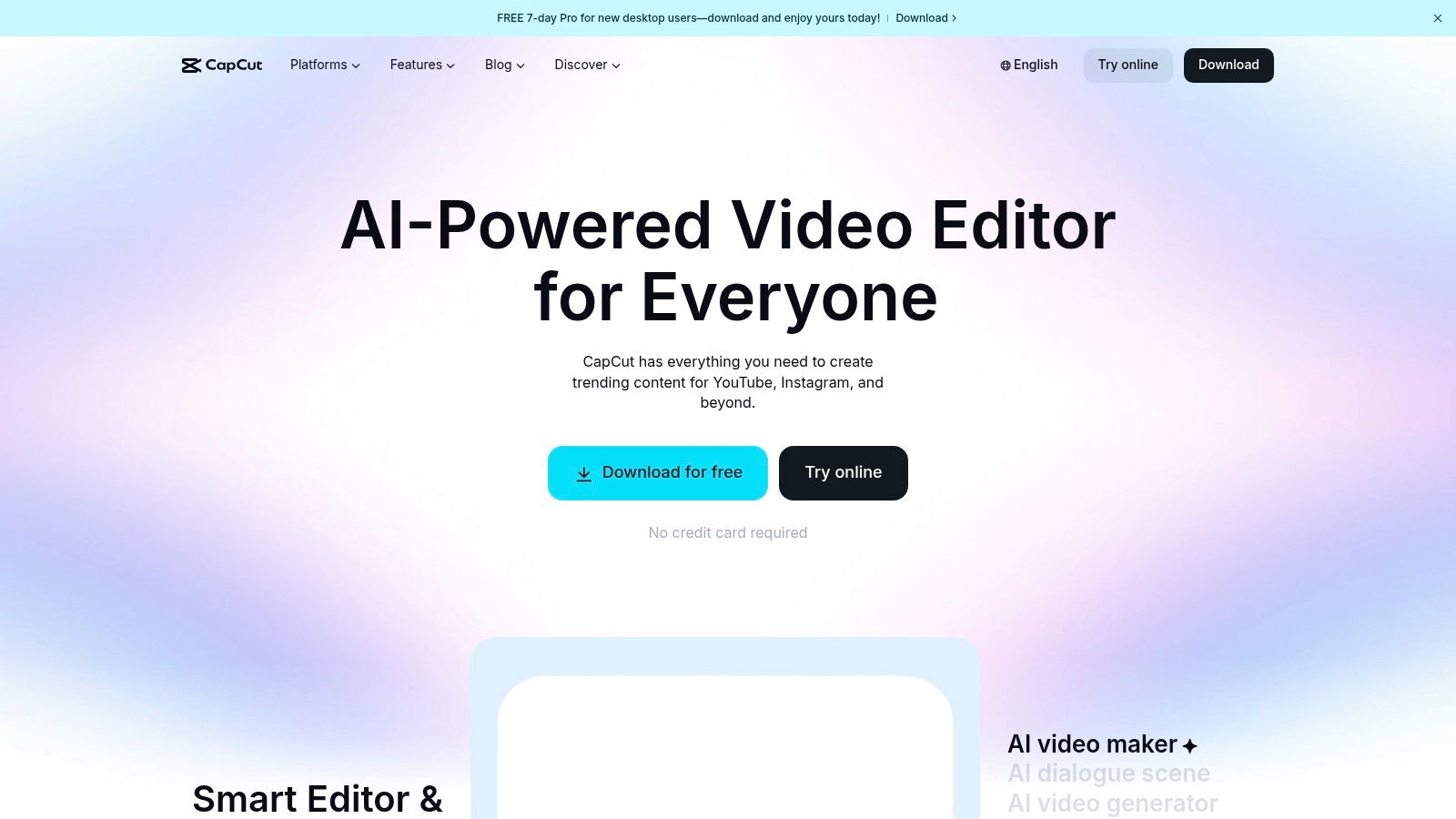CapCut AI video editor with templates