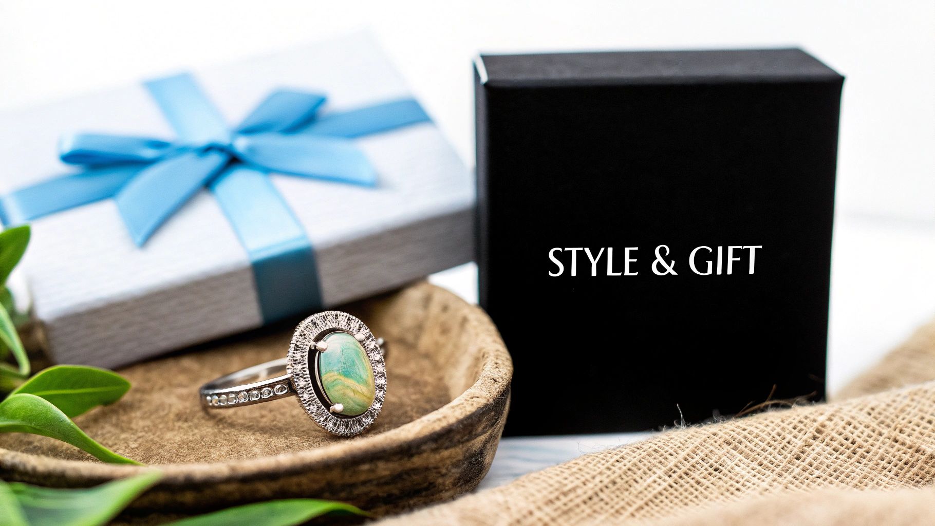 A woman wearing elegant opal jewellery.