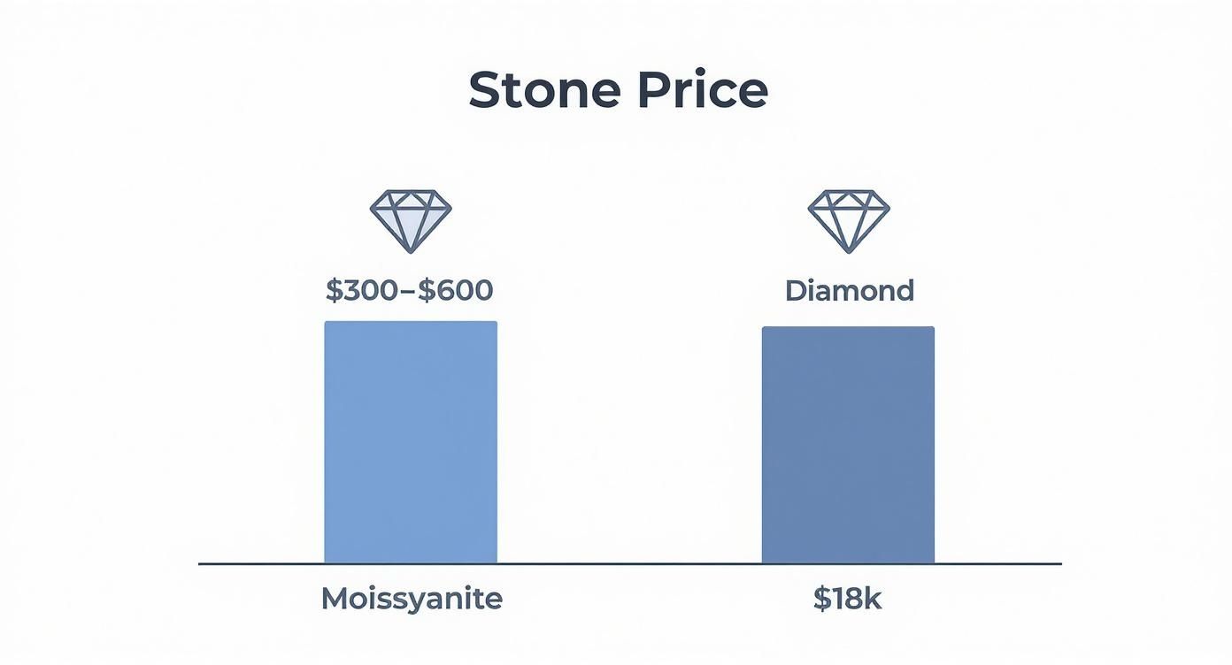 Infographic about moissanite vs diamond price