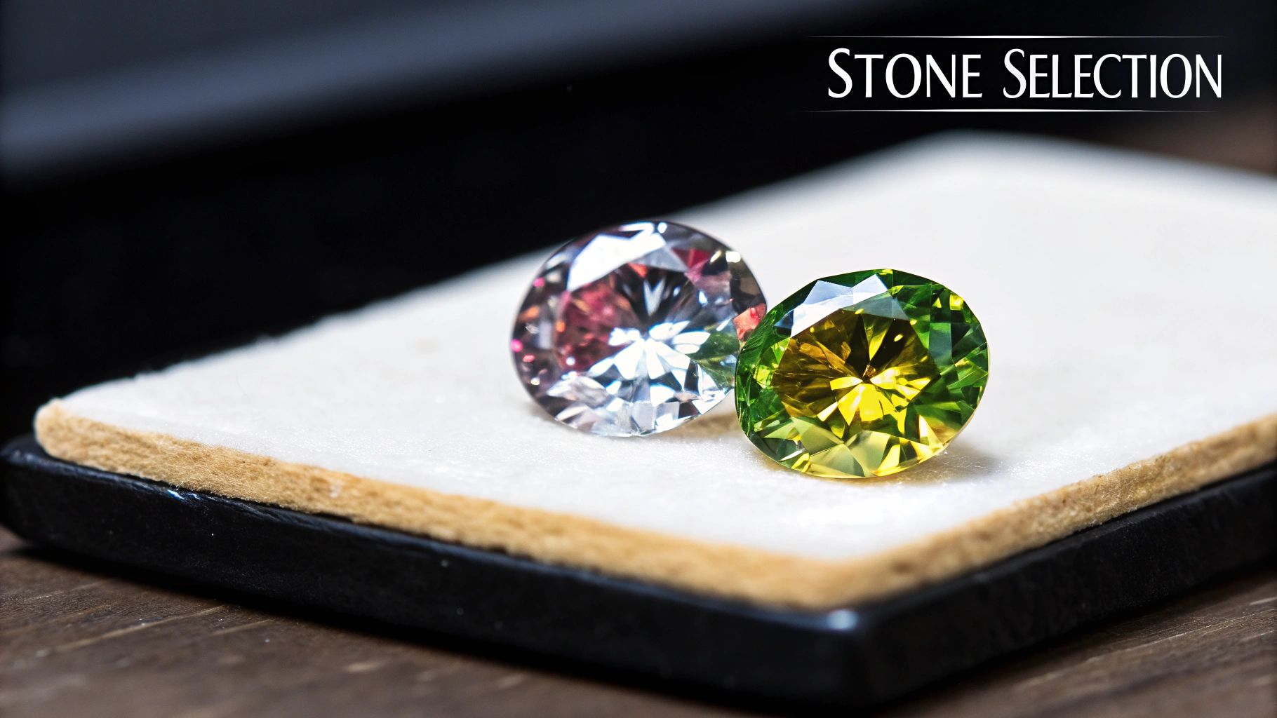 Two beautiful two stone engagement rings featuring different gemstone pairings.