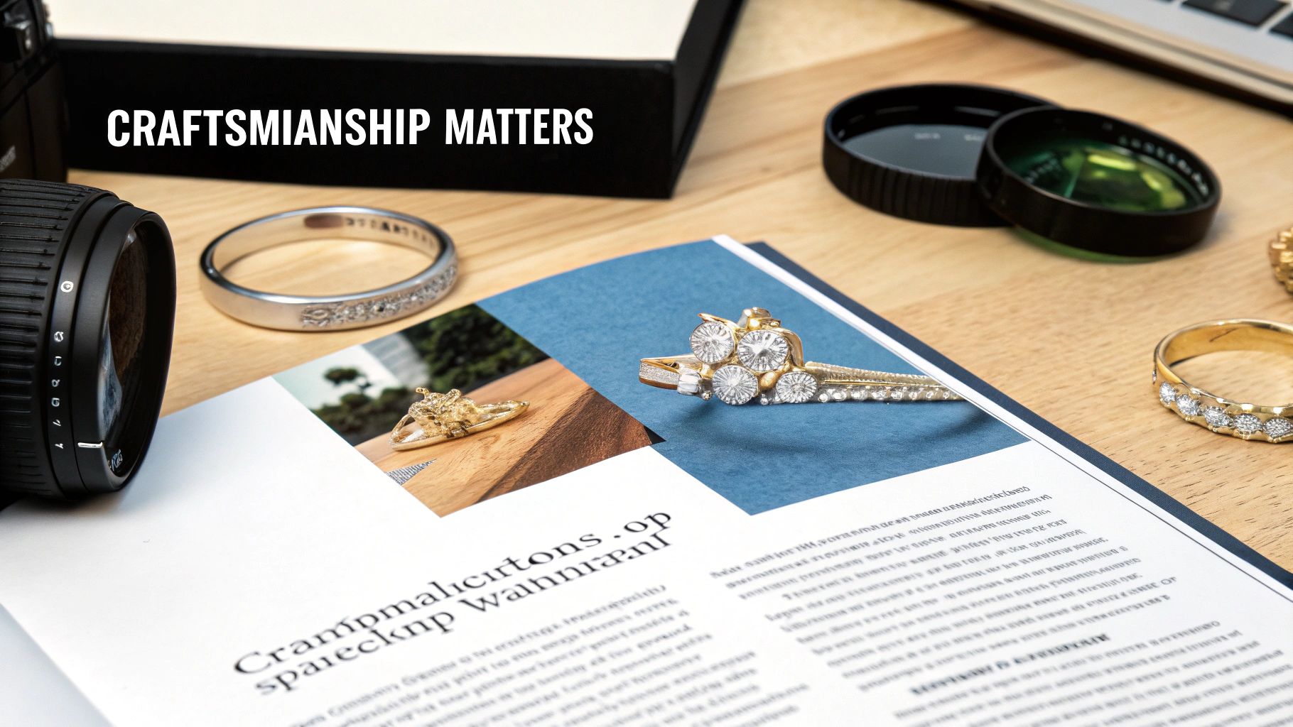 A close-up image showing the intricate details and fine craftsmanship of a custom-designed ring.