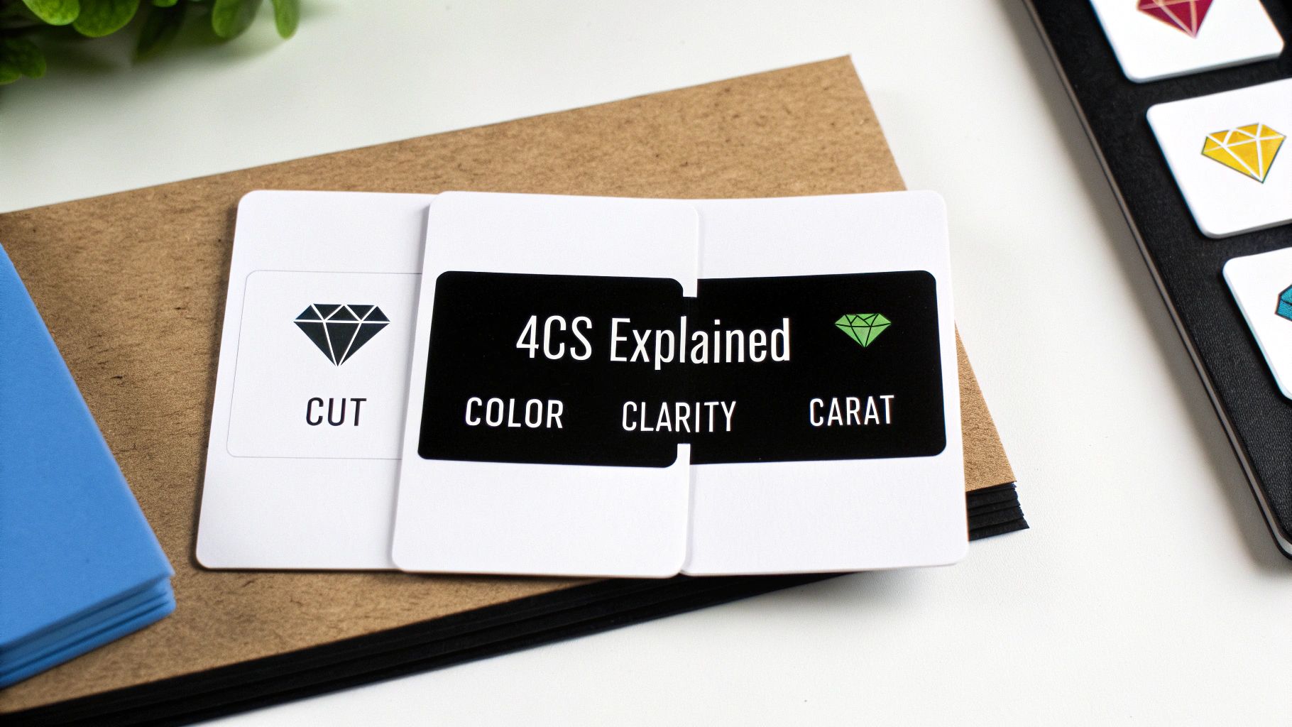 A close-up of a beautifully crafted moissanite ring held between two fingers, showcasing its intricate setting and brilliant sparkle.