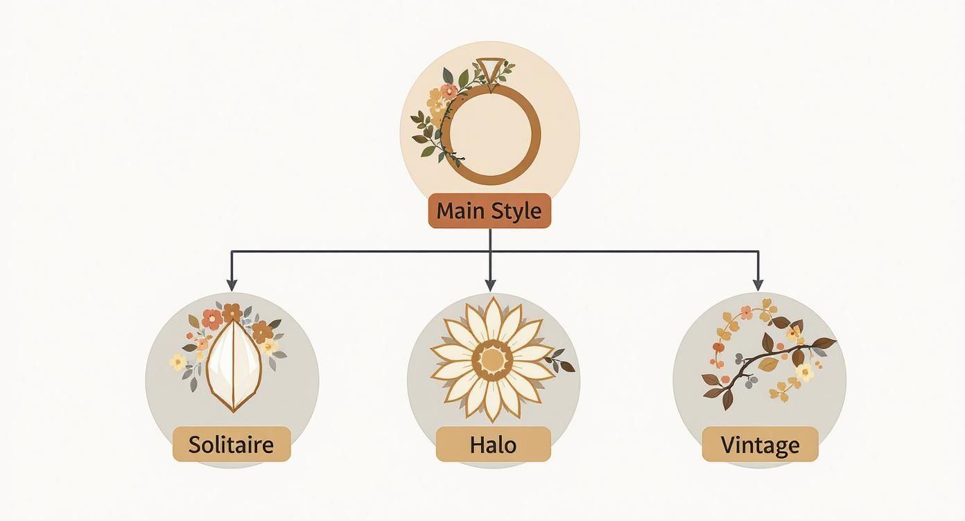 Infographic about floral engagement rings