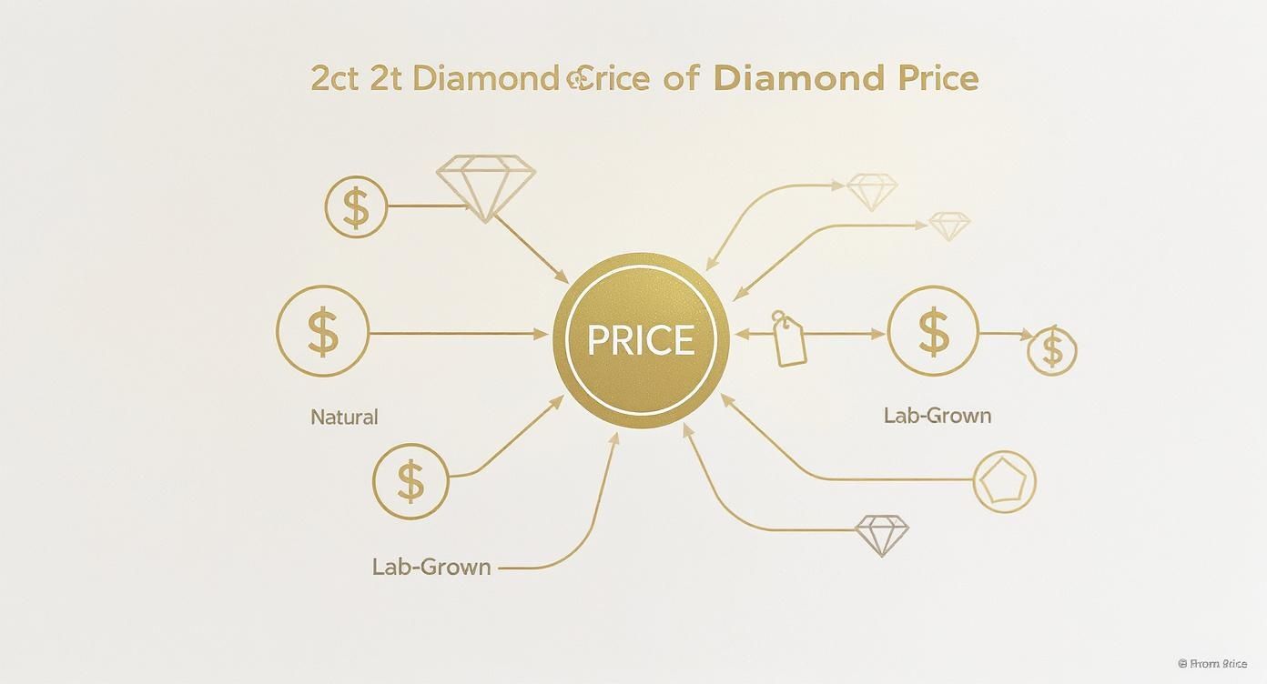 Infographic about two carat diamond ring price