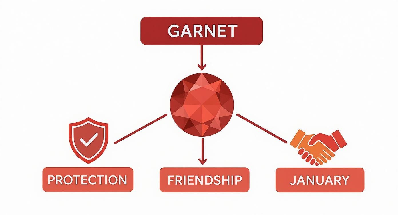 Infographic about garnet color birthstone