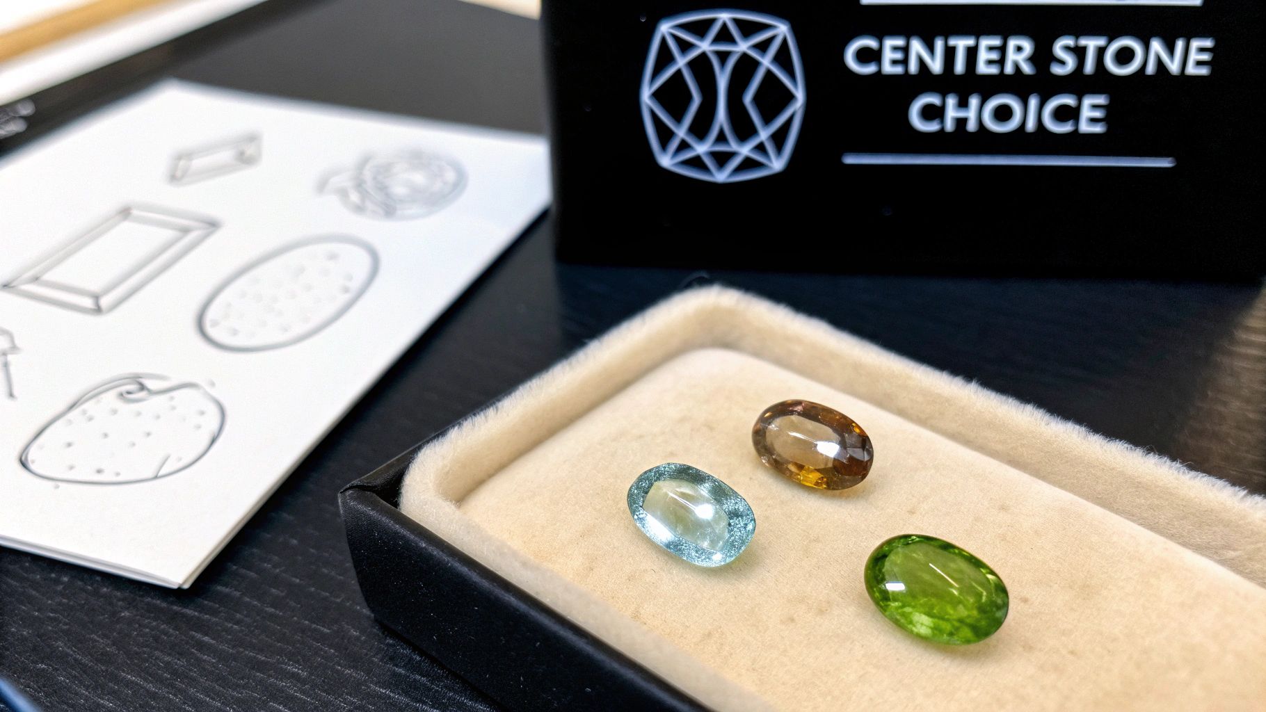 Several gold engagement ring bands with different finishes, showcasing metal options.