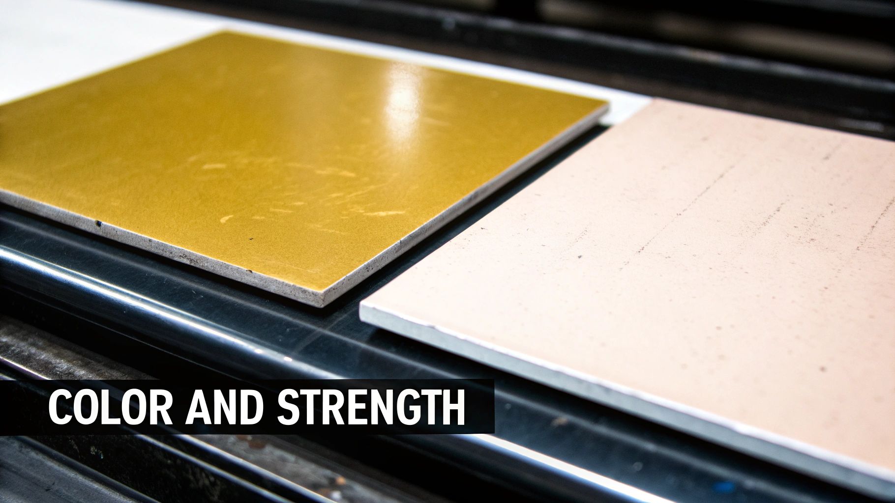 A detailed shot of 14k and 18k gold rings showing the difference in colour saturation.