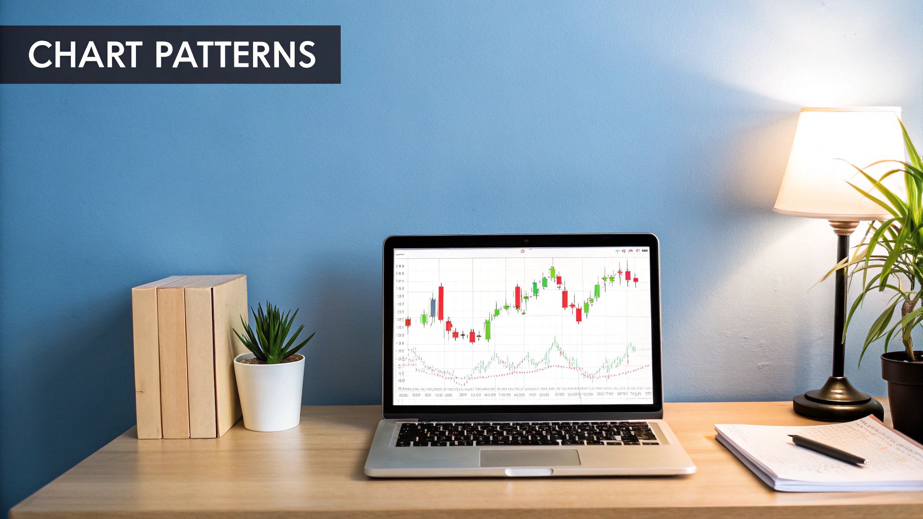 A stock chart with indicators and trading tools.