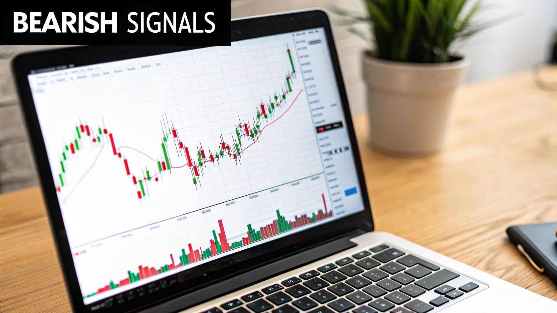A chart showing bearish candlestick patterns indicating a potential downtrend