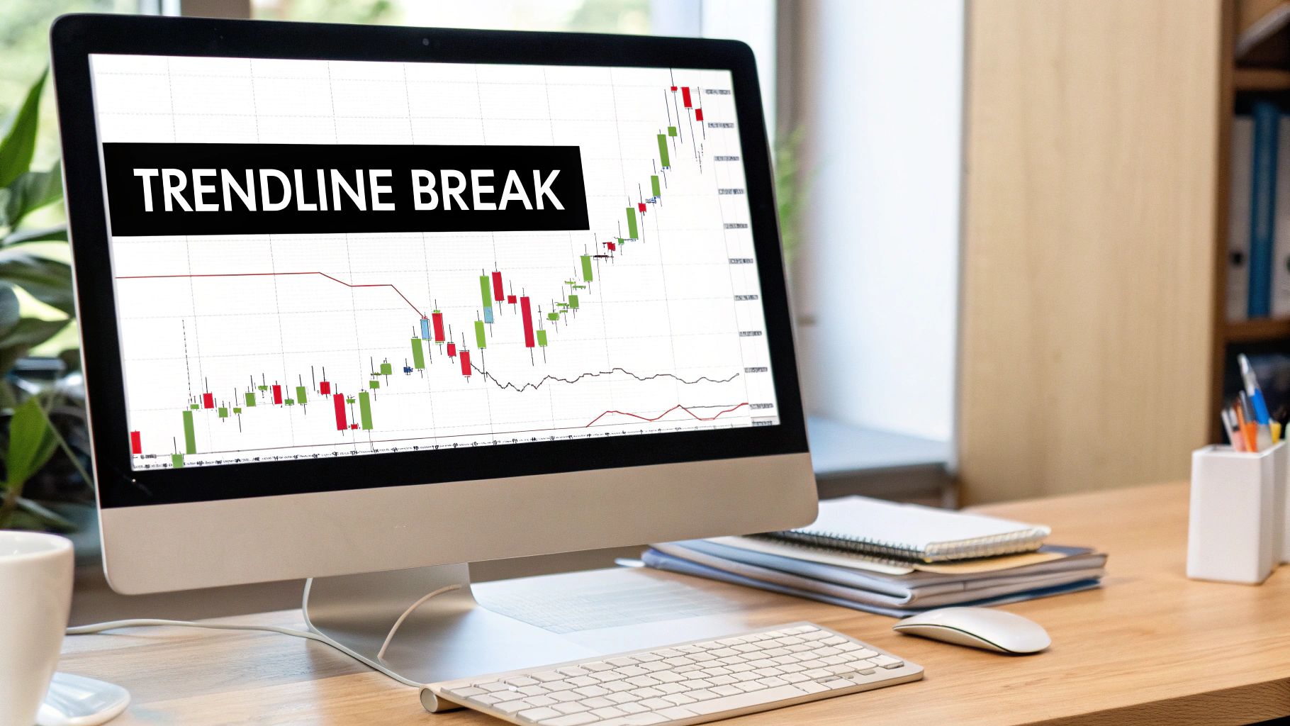 A chart showing a trade setup with an intelligent stop loss placed below a recent swing low, giving the trade room to breathe.