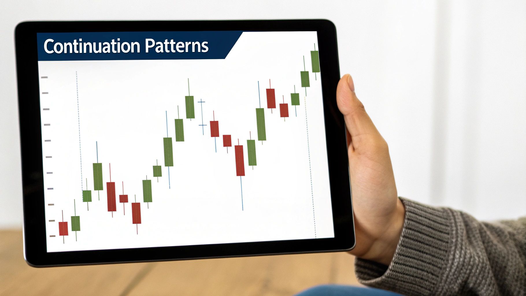 A candlestick chart displaying indecision patterns like the Doji and Spinning Top, visually representing a stalemate in the market.