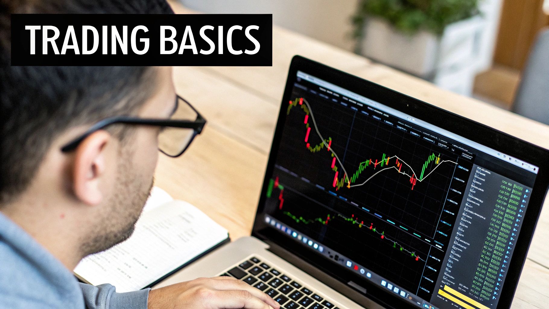 A person looking at charts on multiple monitors