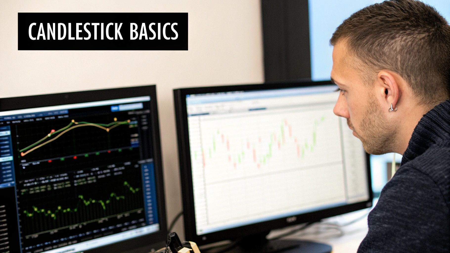 A trader analyzing candlestick patterns on a computer screen