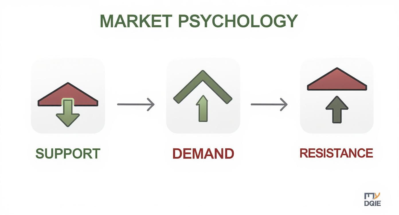Infographic about resistance and support in stocks