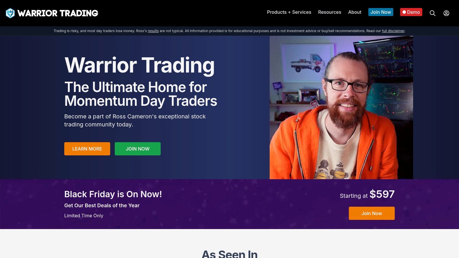 Warrior Trading platform showcasing its trading tools