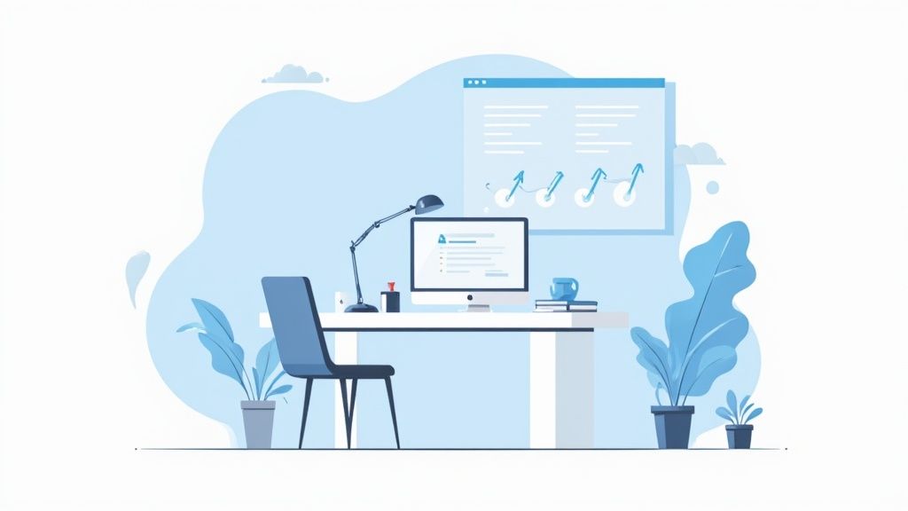 A professional reviews a contract on a laptop, illustrating the core features of contract management software.