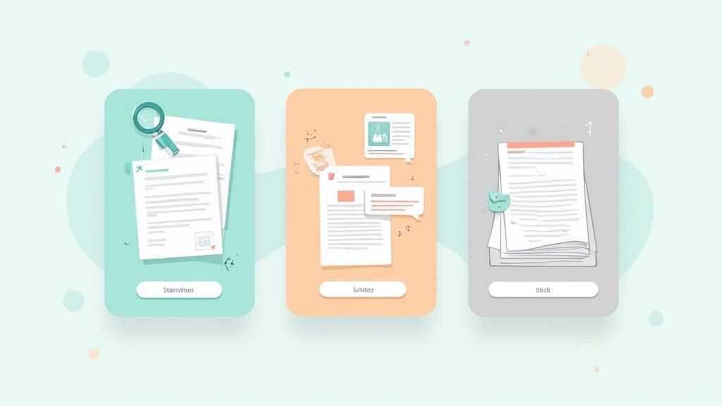 An illustration of a robot hand working on a digital contract, symbolizing AI's role in contract management.