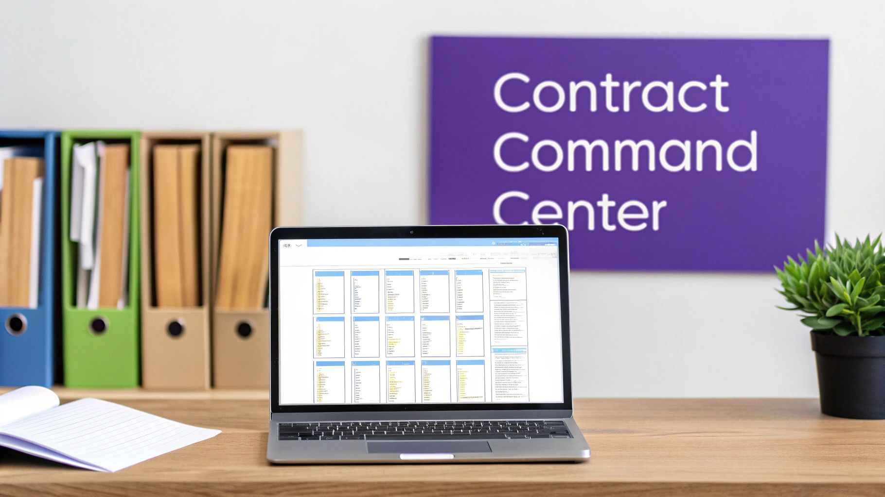 Business professionals collaborating on vendor contracts using software