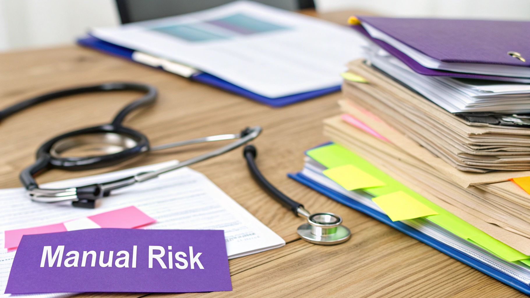 A healthcare professional reviewing contracts on a tablet, symbolizing the shift to digital management.