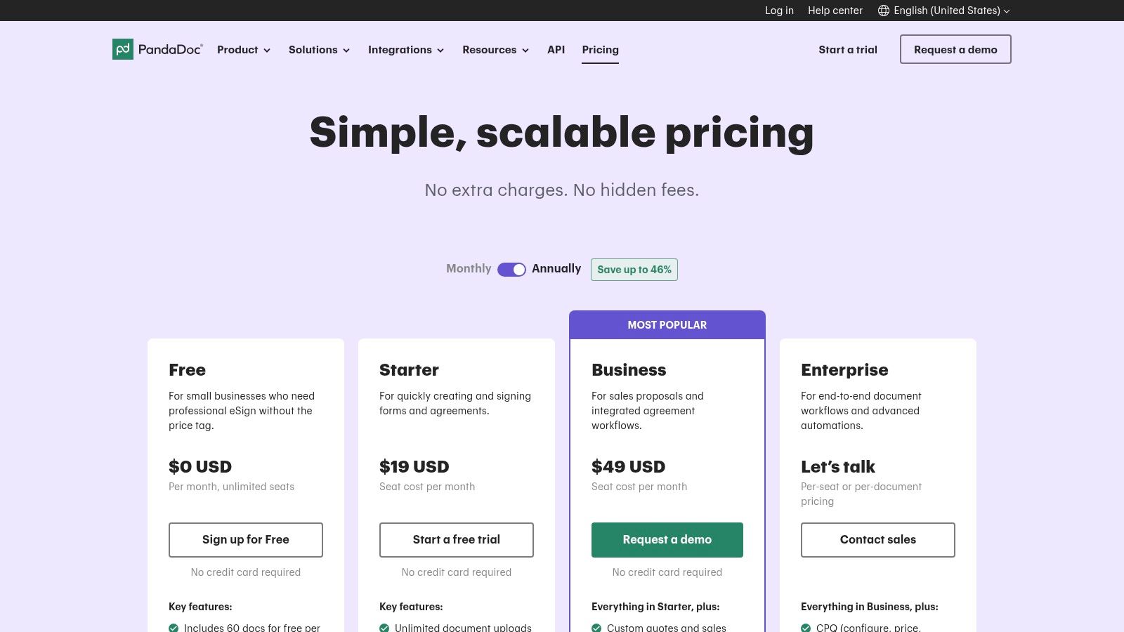 PandaDoc's pricing tiers offer a range of features for different business needs, making it a versatile DocuSign alternative.