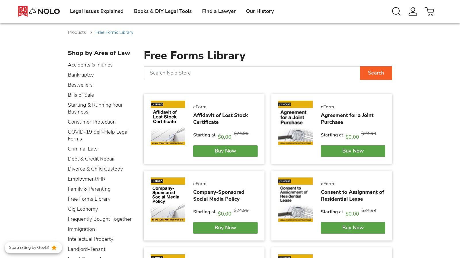 Nolo Free Forms Library